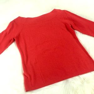 Ann Taylor 100% Cashmere red swoop neck sweater